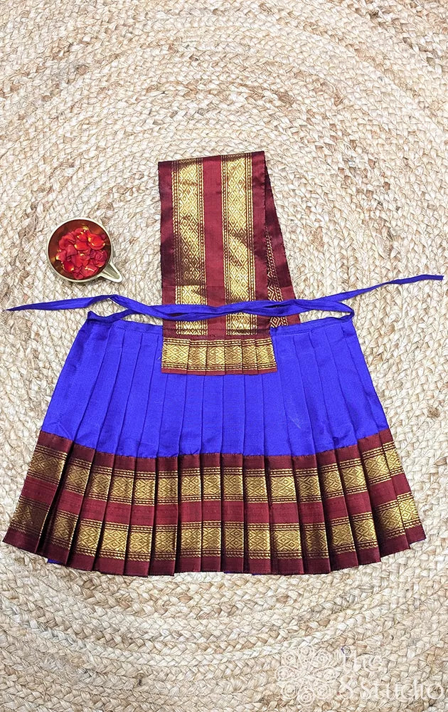 MS Blue with maroon rettaipet border 10 Inch goddess vasthram