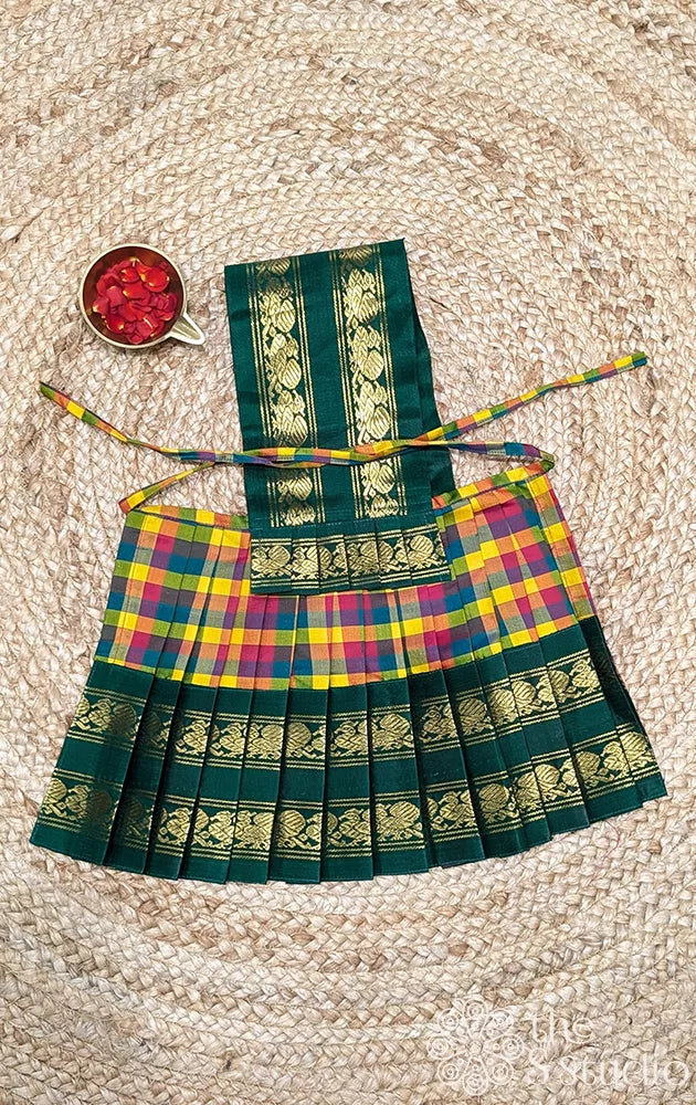 Multicolout with green rettaipet border 10 Inch goddess vasthram