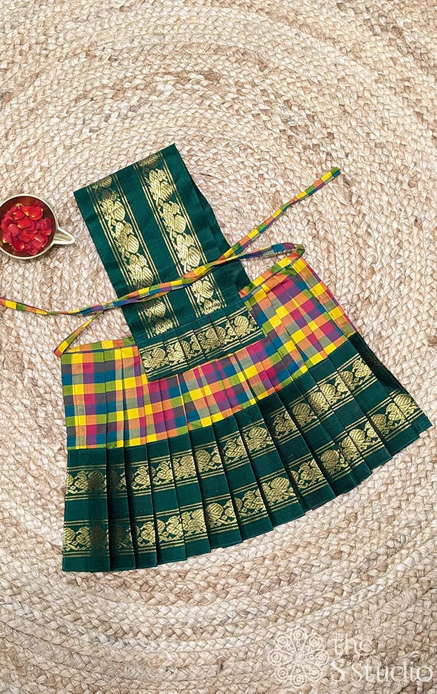 Multicolour with green rettaipet border 10 Inch goddess vasthram