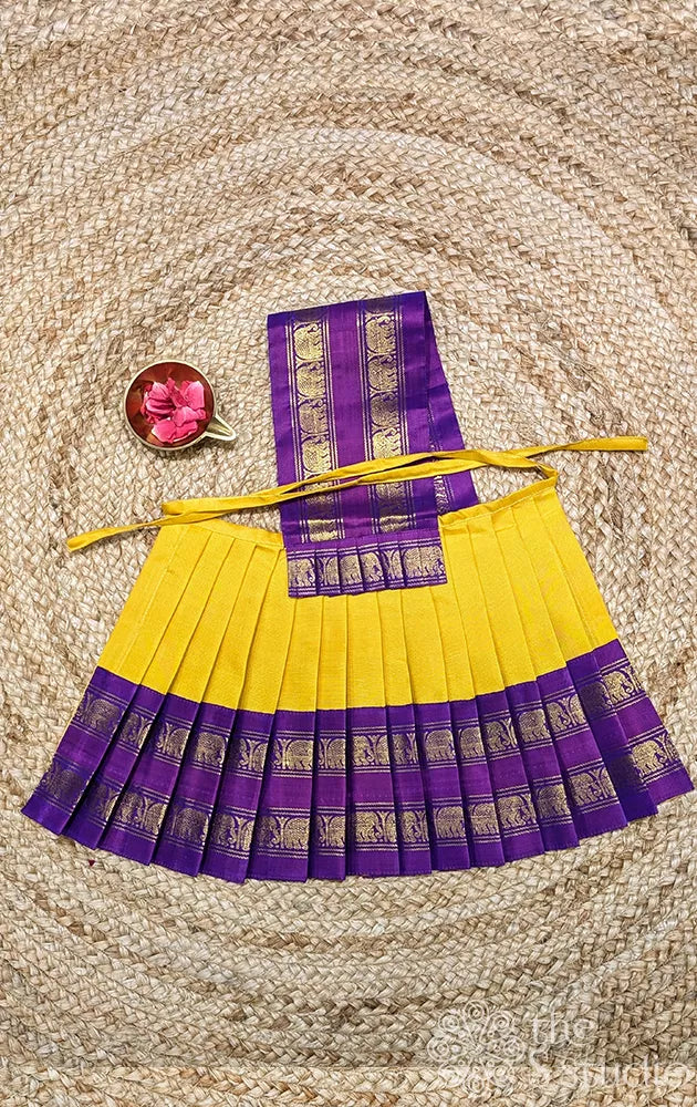 Yellow with purple rettaipet 10 Inch goddess vasthram