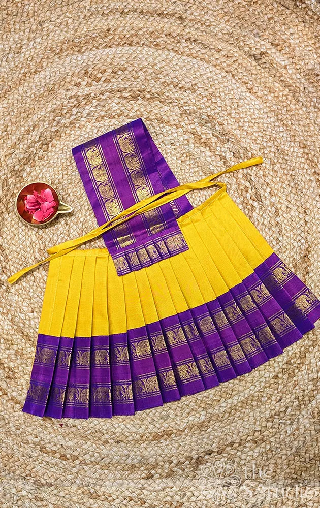 Yellow with purple rettaipet 10 Inch goddess vasthram