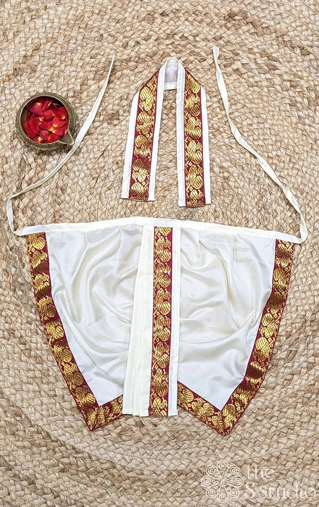 Off white with maroon border 8 Inch panjakajam ganesh vastra