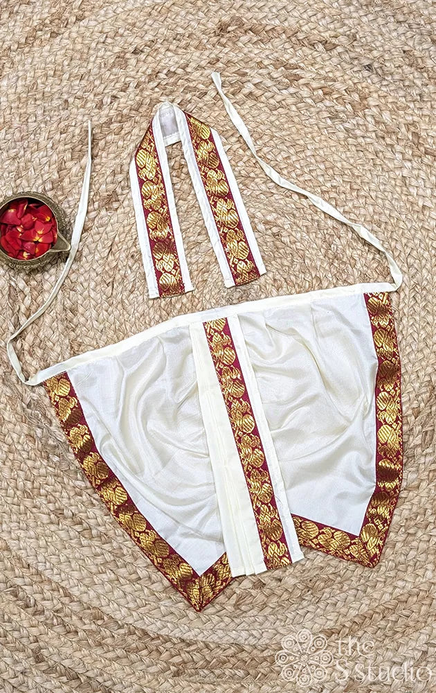 Off white with maroon border 8 Inch panjakajam ganesh vastra