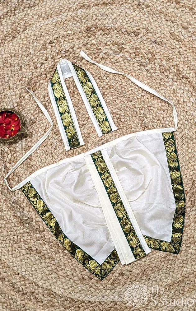 Off white with green border 8 Inch panjakajam ganesh vastra