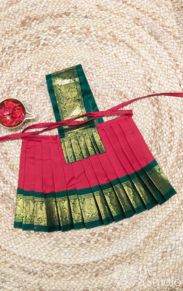 Red with green getti border 8 Inch goddess vasthram