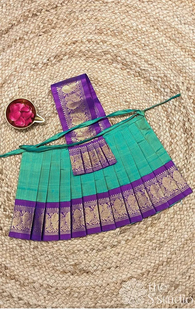 Sea green with purple getti border 8 Inch goddess vasthram