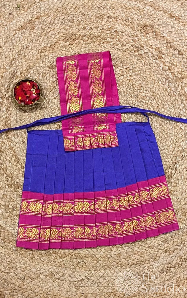 Royal blue 10 Inch goddess vasthram with pink rettaipet border