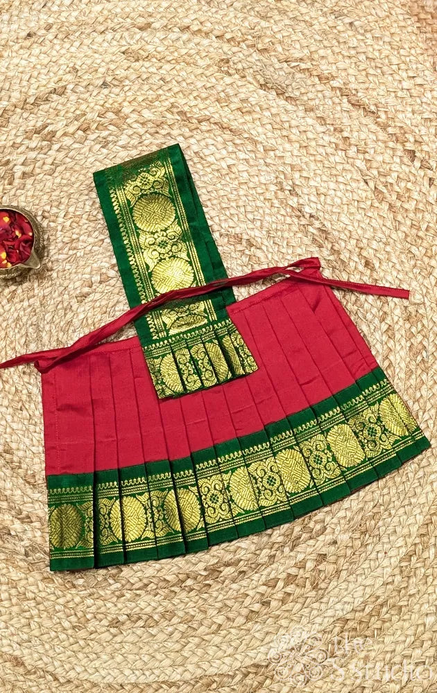Red 8 Inch goddess vasthram with green getti zari border