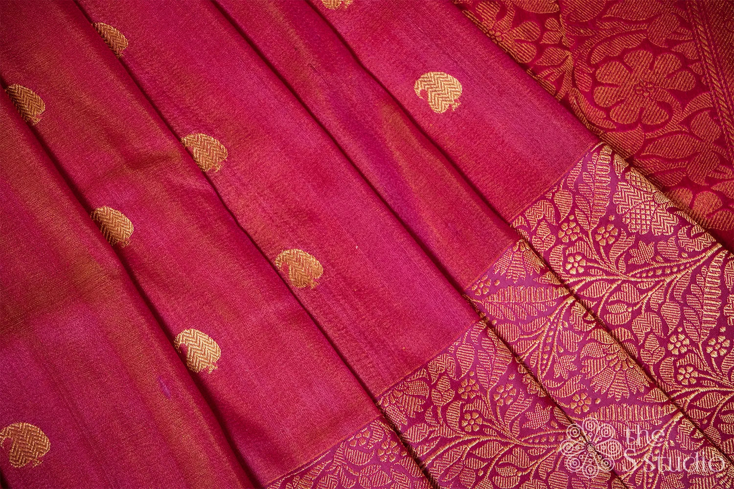 Rose banarasi silk saree with woven border
