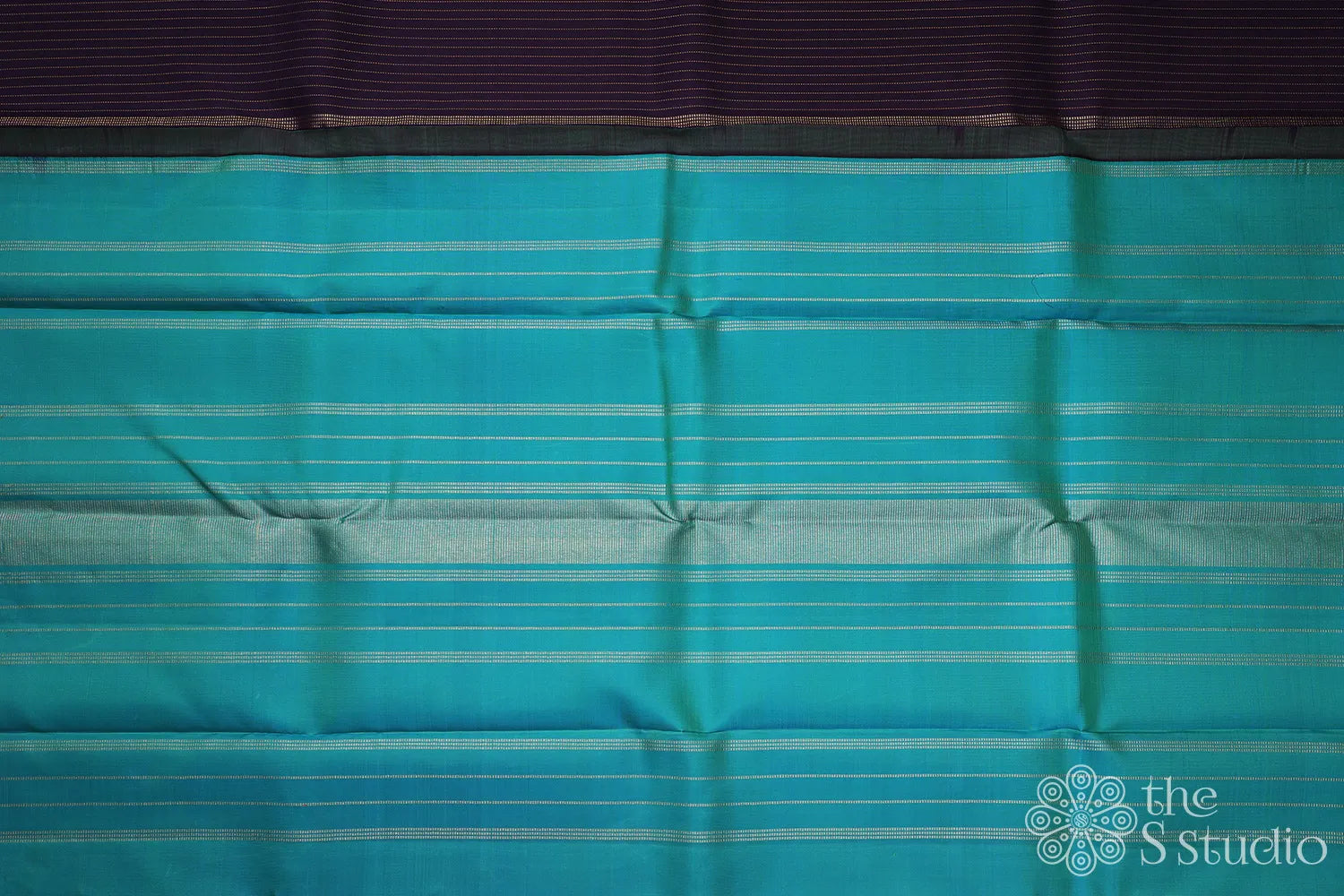 Violet kanchi silk saree with vertical thread lines