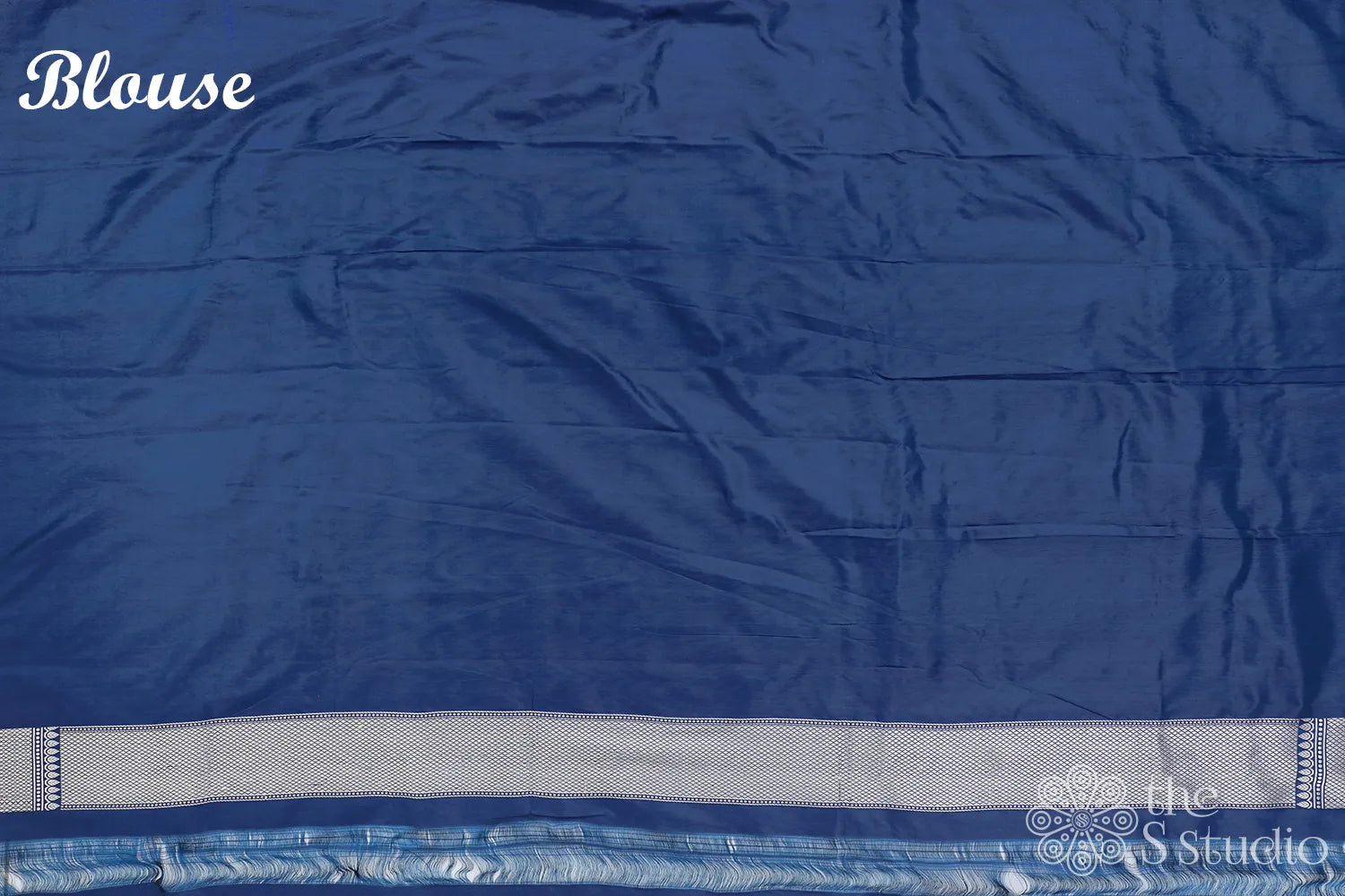 Azure blue banarasi silk saree with silver zari