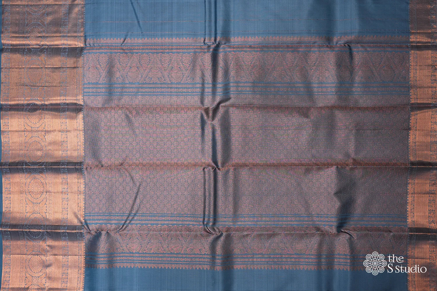 Blue Kanchi Silk Saree With Big Border