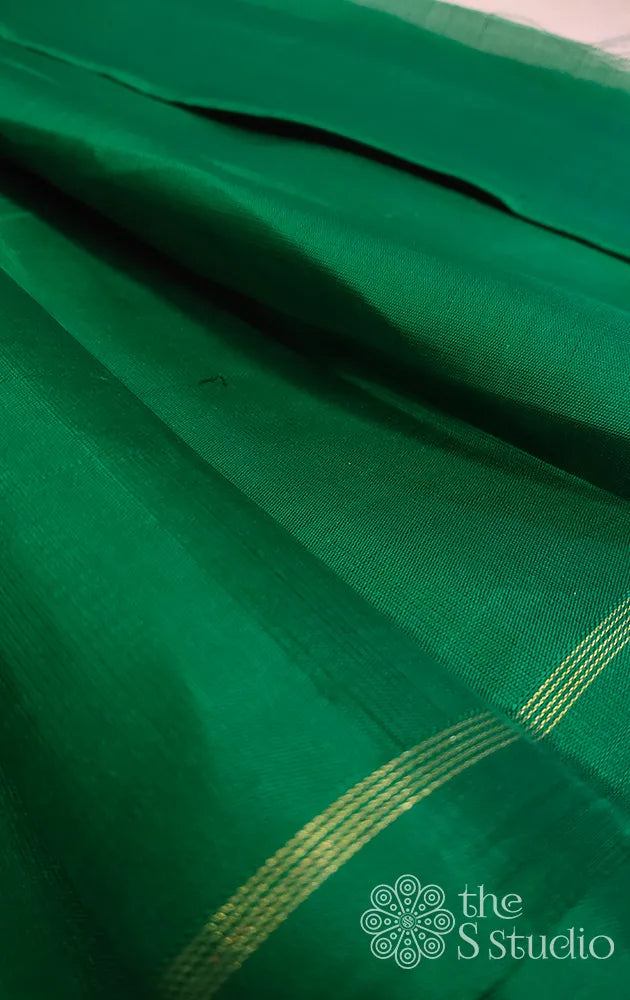 Green Kanchi Silk Plain Blouse Material
