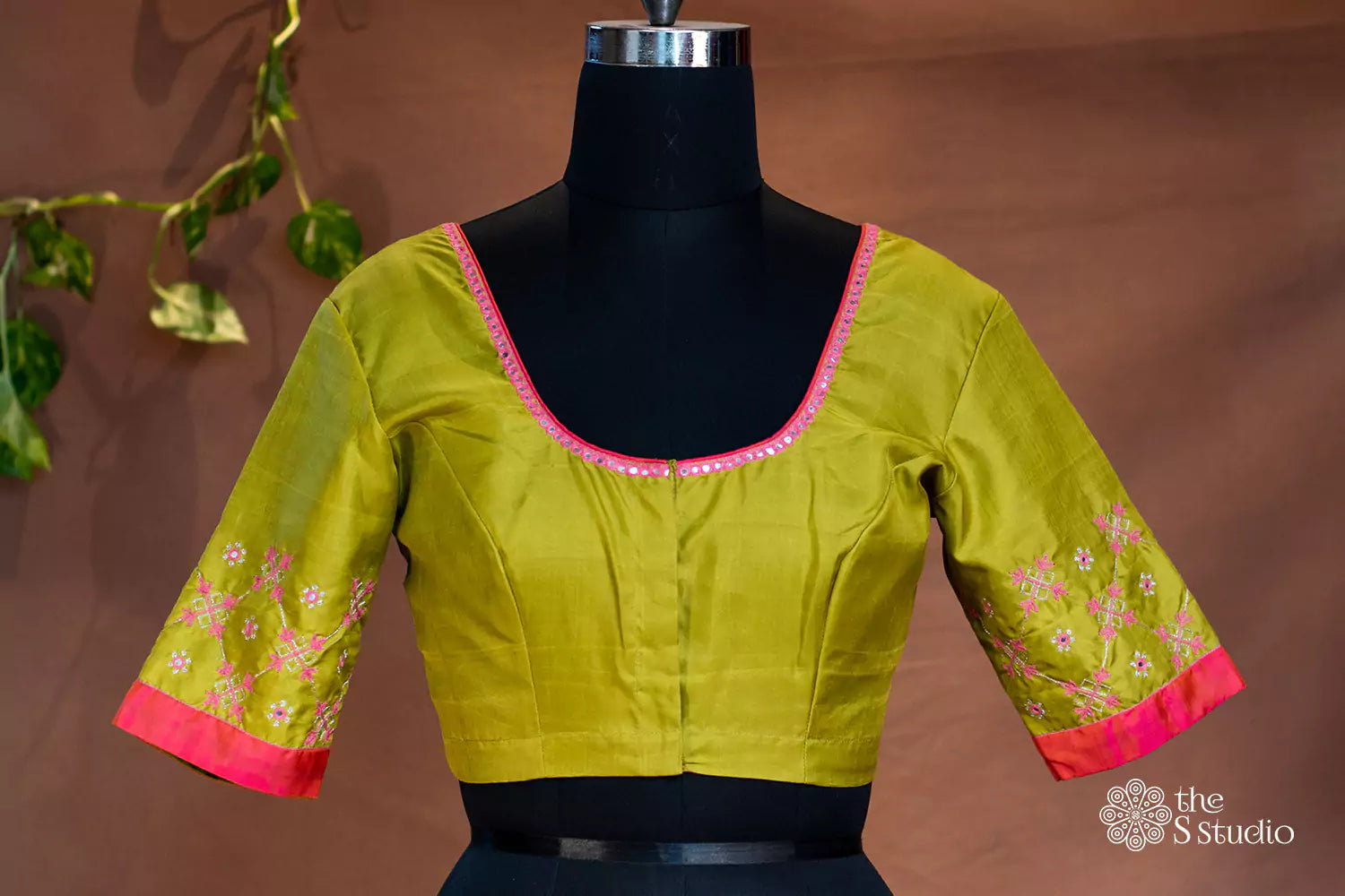 Apple green pure kanchi silk readymade blouse