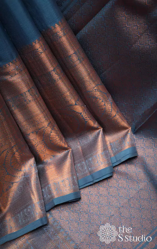 Blue Kanchi Silk Saree With Big Border