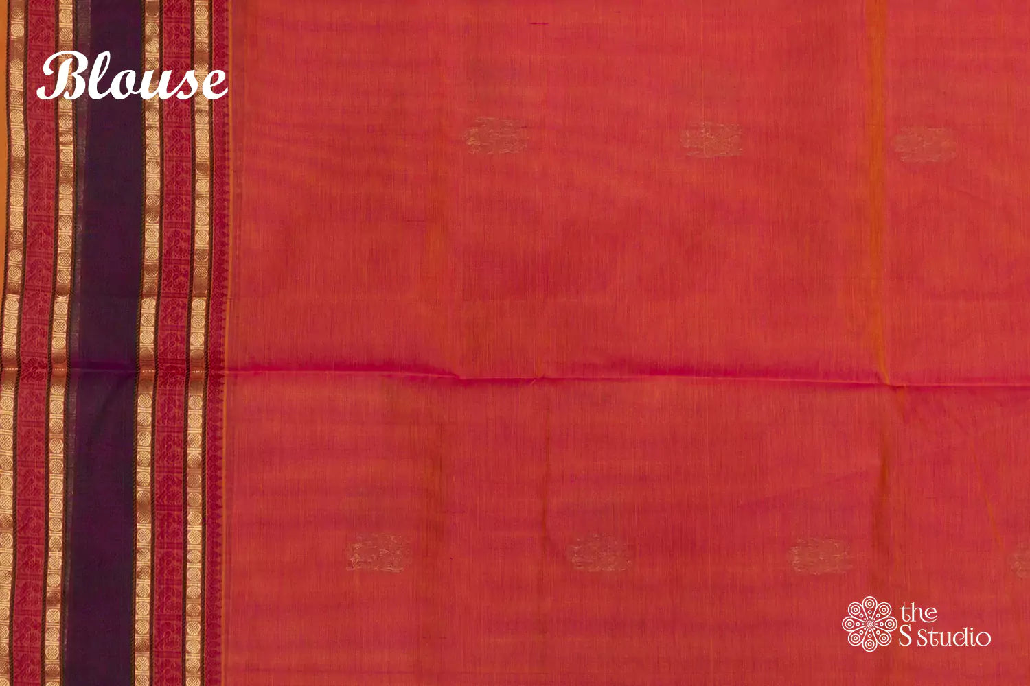 Orange silk cotton saree with contrast zari border
