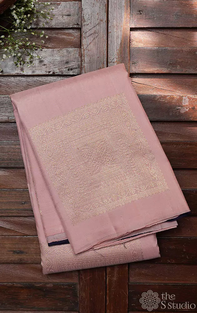 Light pink square buttas kanchi silk saree