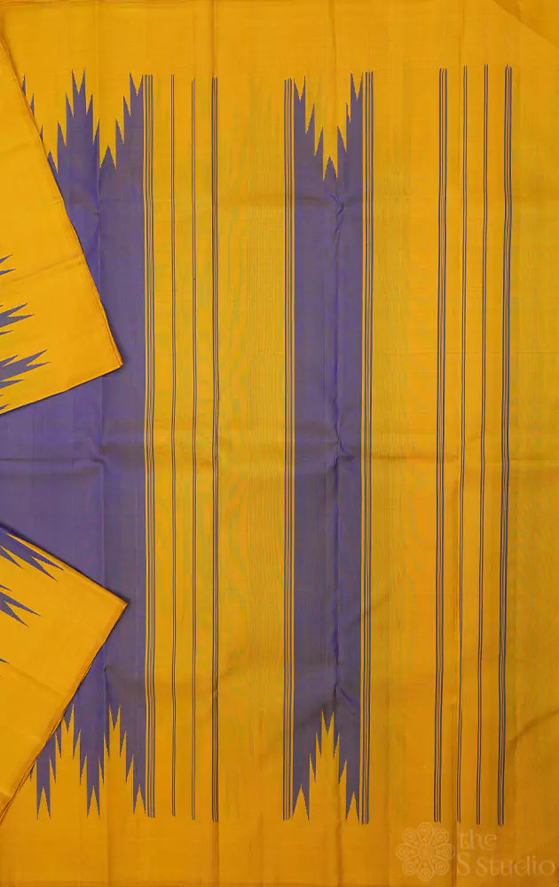 Light violet kanchi silk saree with temple border