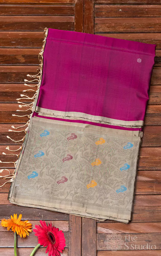 Magenta Soft silk saree with exclusive border