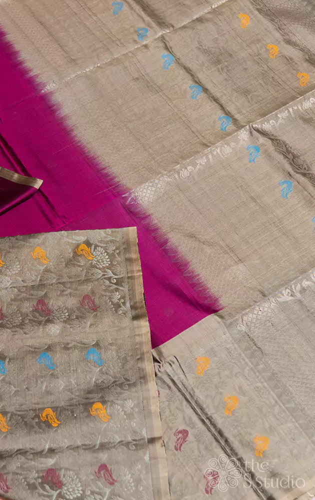 Magenta Soft silk saree with exclusive border