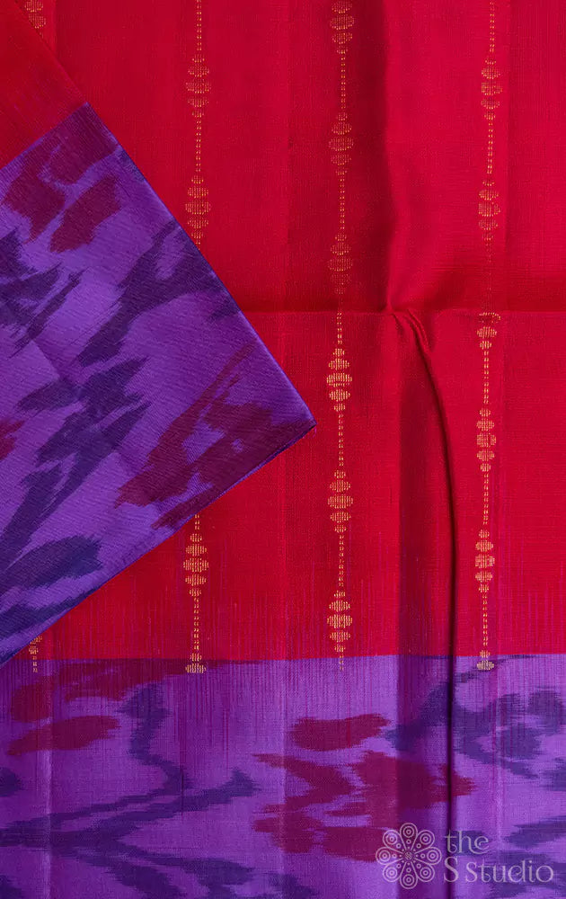 Magenta soft silk saree with light violet border