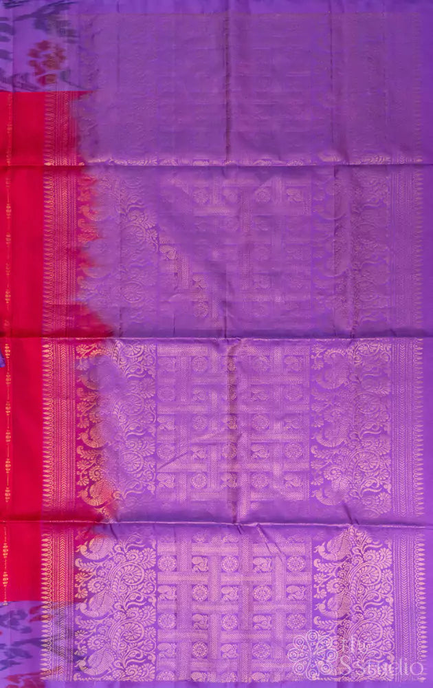 Magenta soft silk saree with light violet border