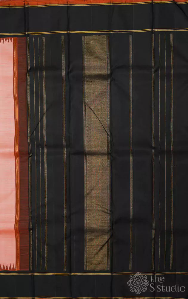 Peach kanchi silk saree with korvai border