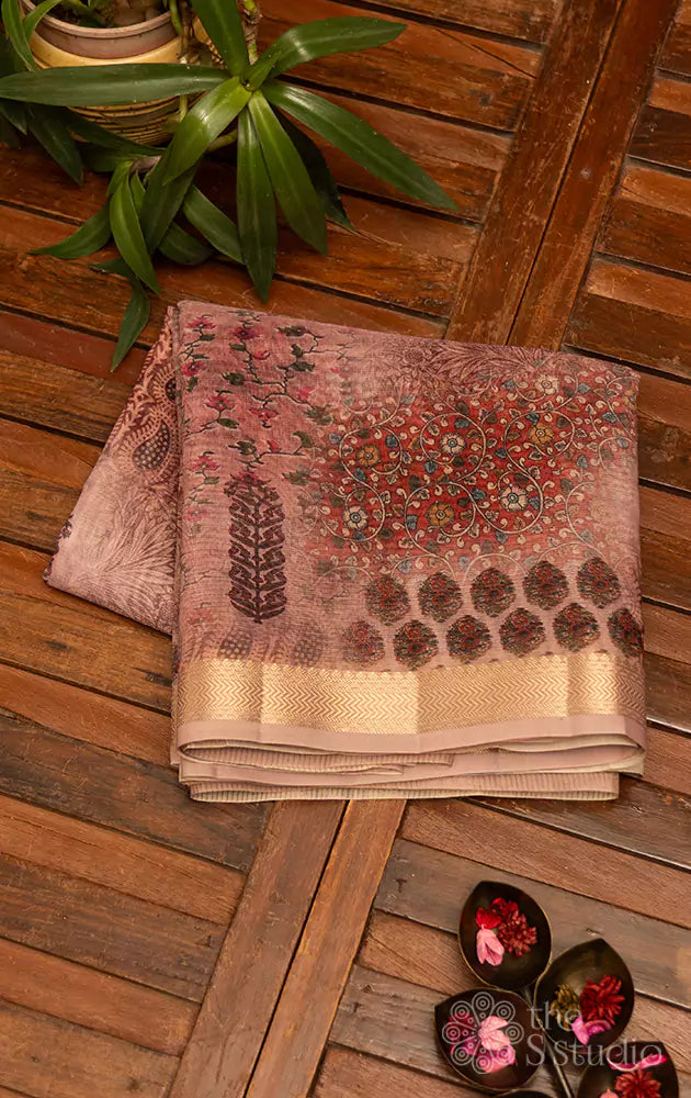 Onion pink Kota cotton saree