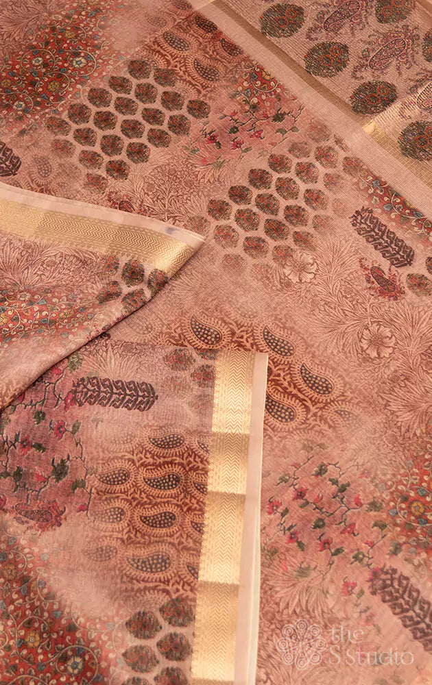 Onion pink Kota cotton saree