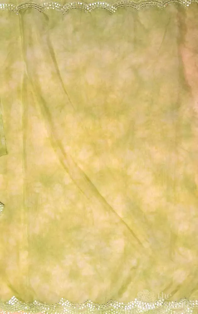 Green lehariya design pure organza saree with embroidery