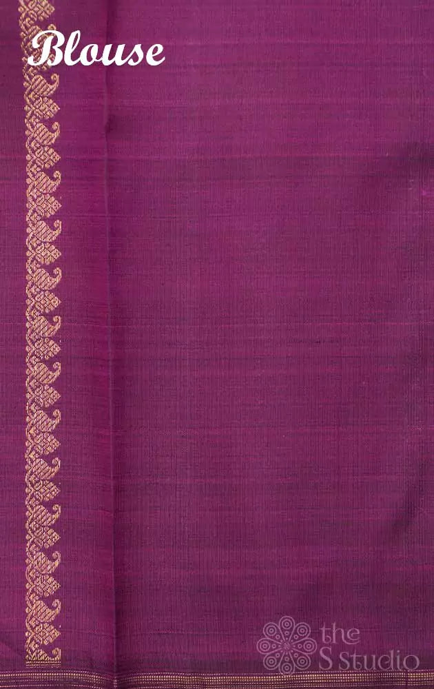 Lavender borderless kanjivaram saree with small buttas