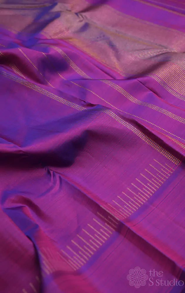 Purple simple kanjivaram saree with zari lines border