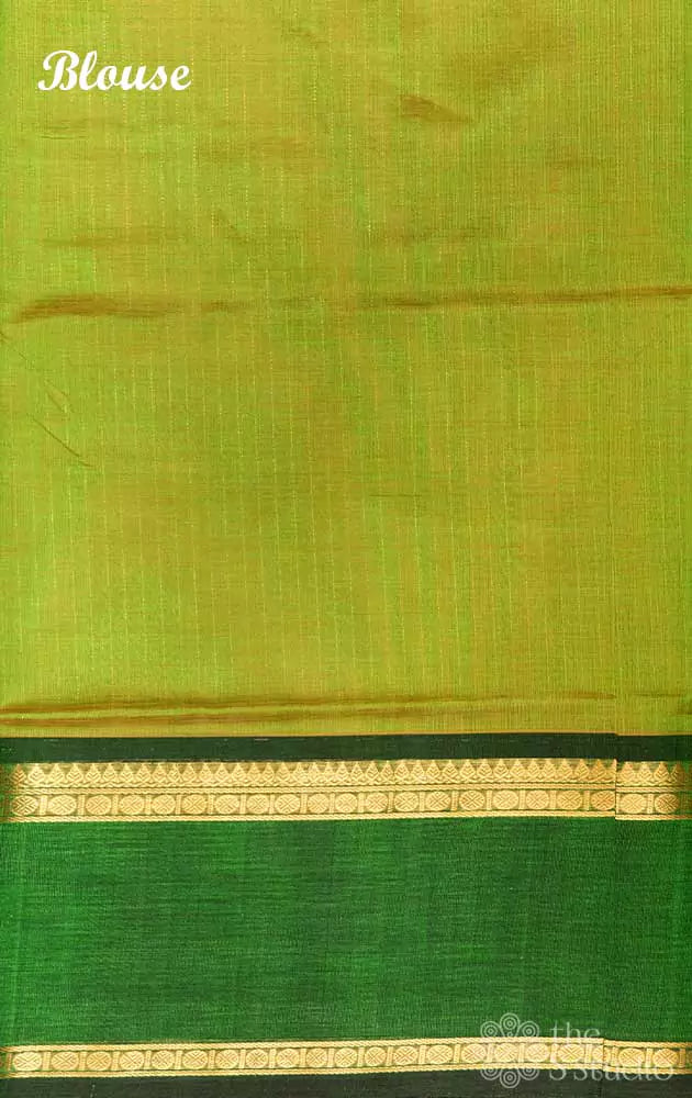 Light green silk cotton saree with dark green border