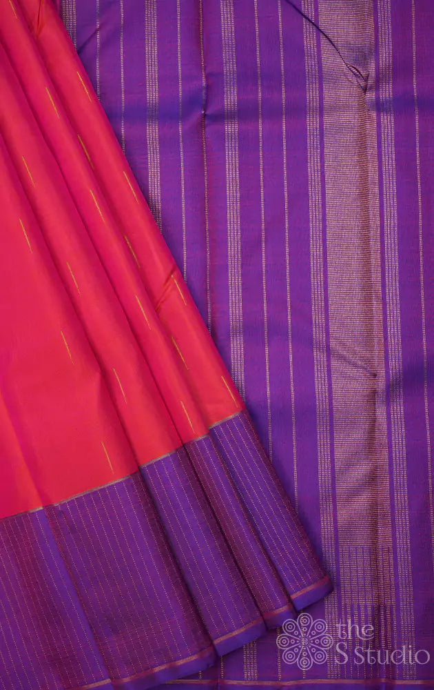 Peach kanjivaram saree with rain drops motifs