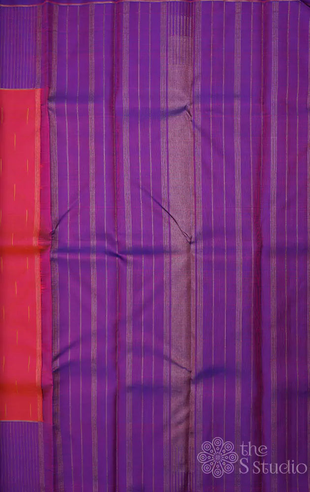 Peach kanjivaram saree with rain drops motifs