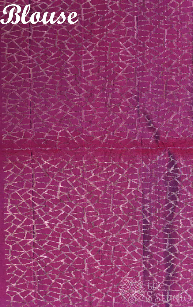 Purple plain soft silk saree with brocade pallu and blouse