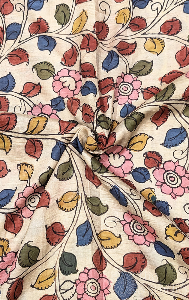 Off white light weight silk hand painted kalamkari blouse material