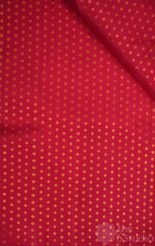 Maroon kanchi silk blouse fabric with small zari buttas