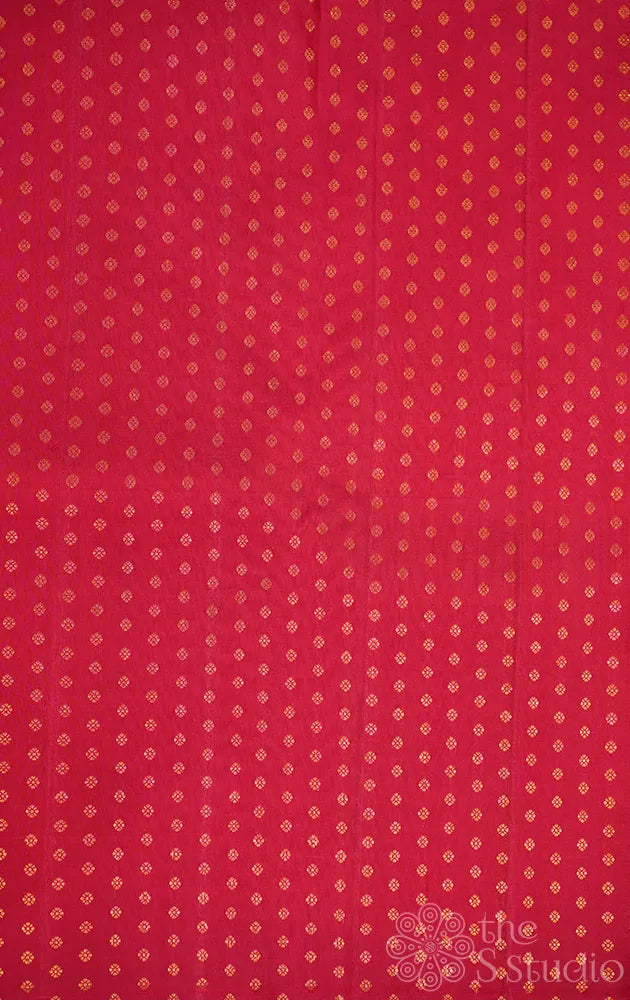 Maroon kanchi silk blouse fabric with small zari buttas