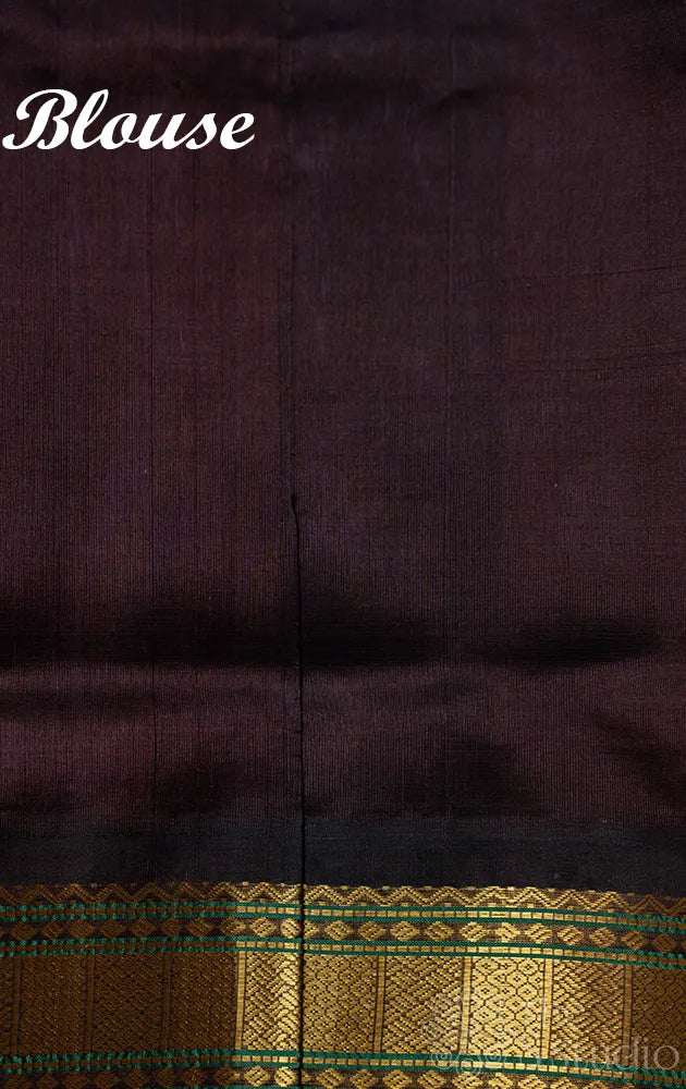 Light violet checked silk cotton saree with korvai border