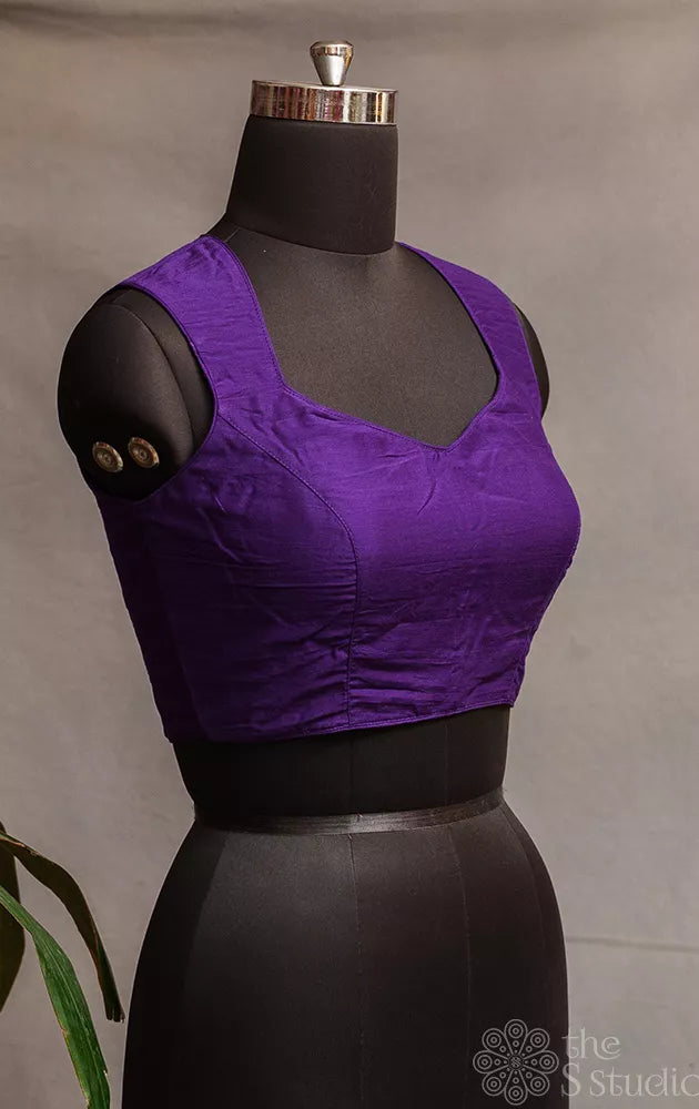 Violet cotton sleeveless readymade blouse