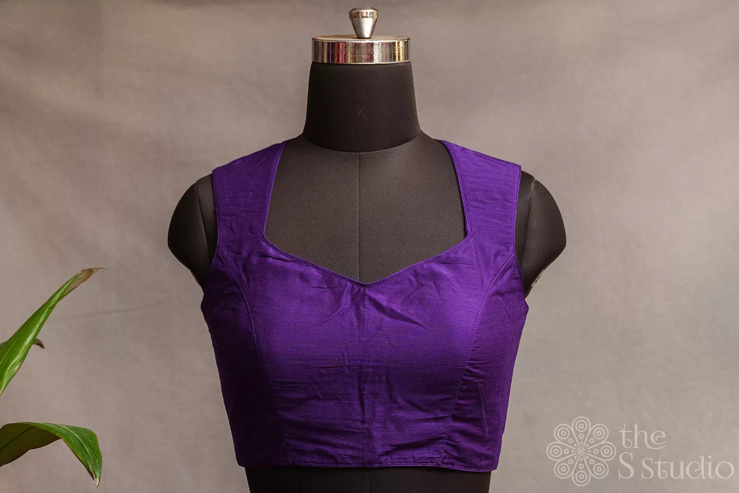 Violet cotton sleeveless readymade blouse