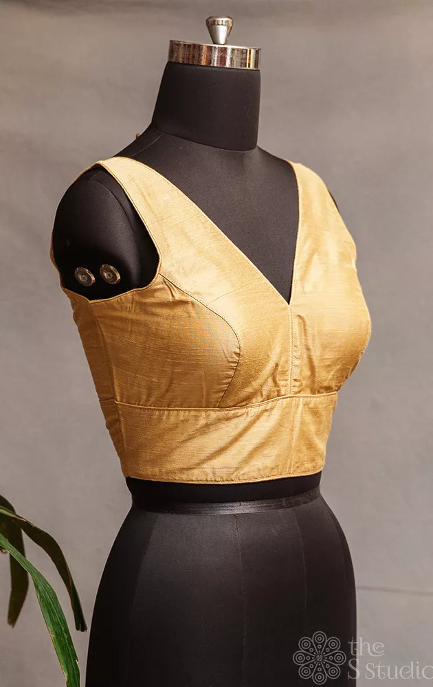 Beige cotton sleeveless readymade blouse
