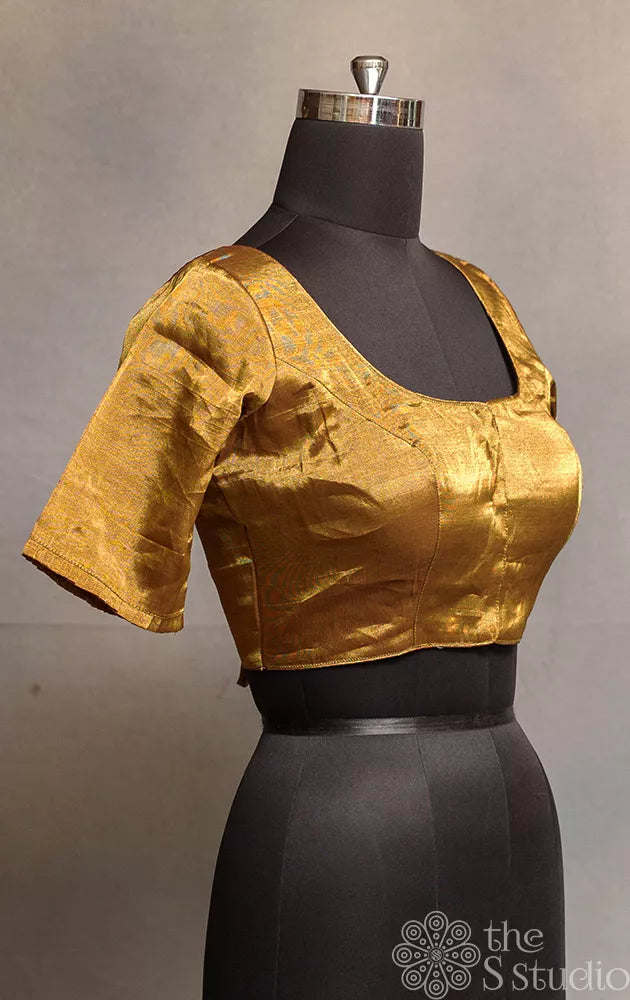 Dark gold Chanderi tissue readymade blouse