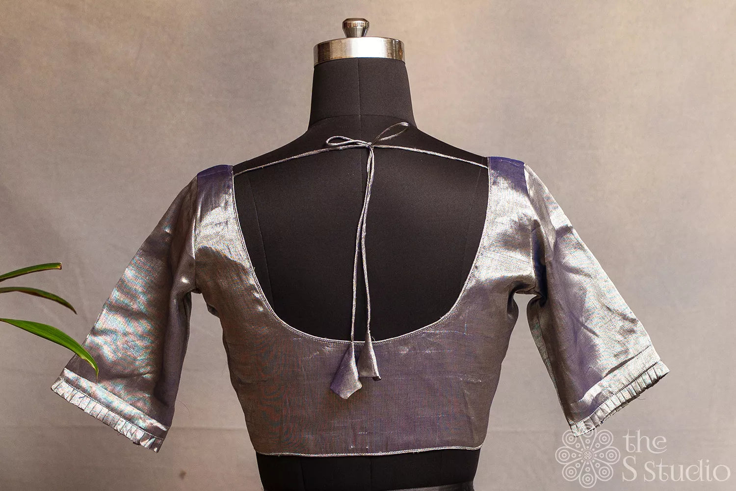 Silver colour Chanderi tissue readymade blouse