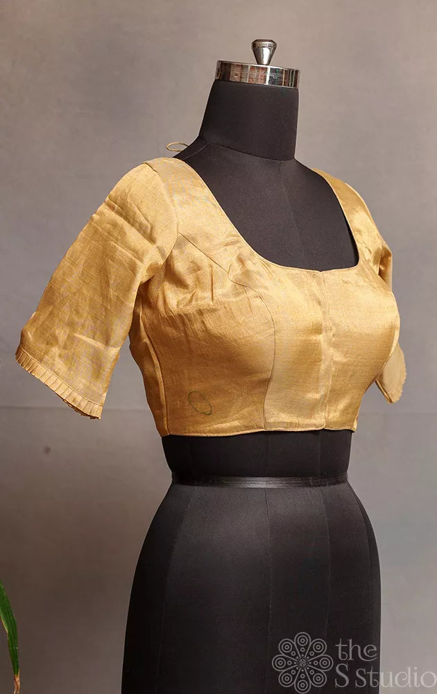 Golden Chanderi tissue readymade blouse