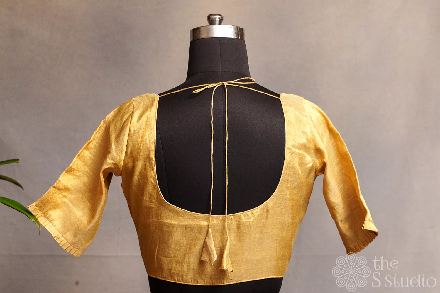 Golden Chanderi tissue readymade blouse