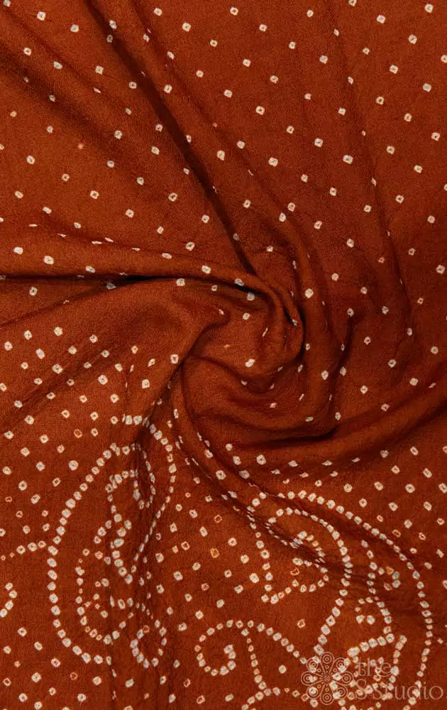 Brown bandhani woolen stole