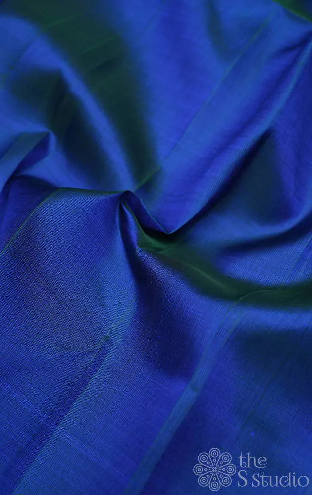 Peacock blue kanchi silk plain blouse material