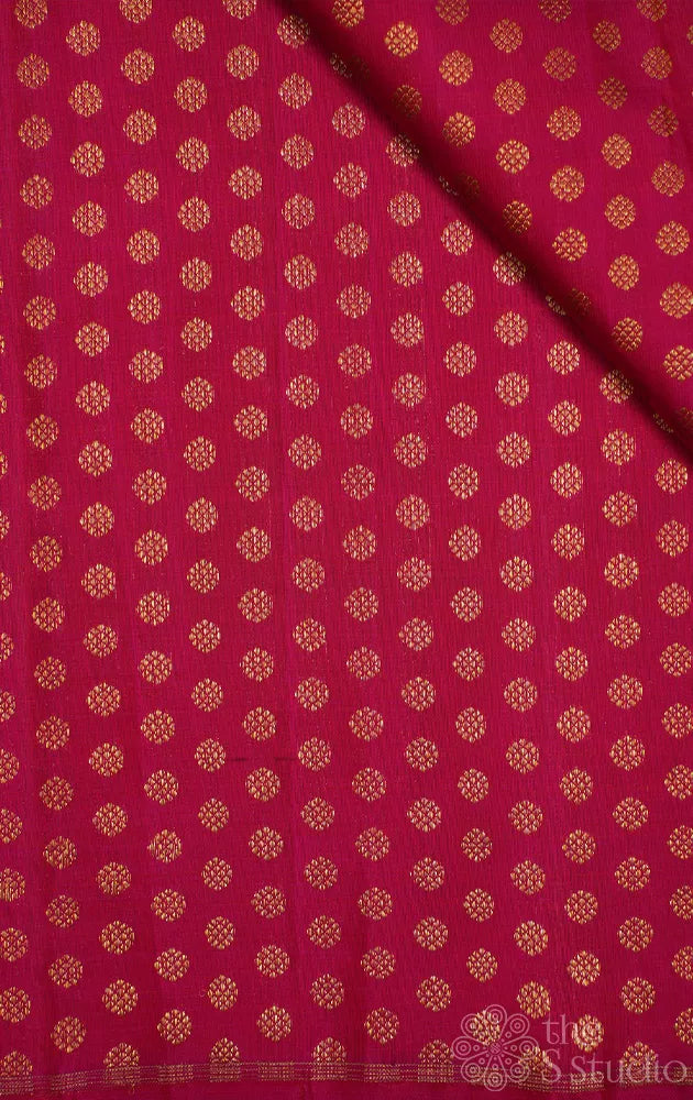 Rani pink kanchi silk blouse material with round motifs